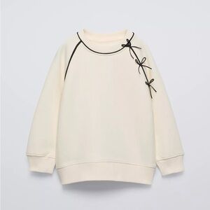 Zara Girls Sweatshirt with Contrasting Bows Size 11-12